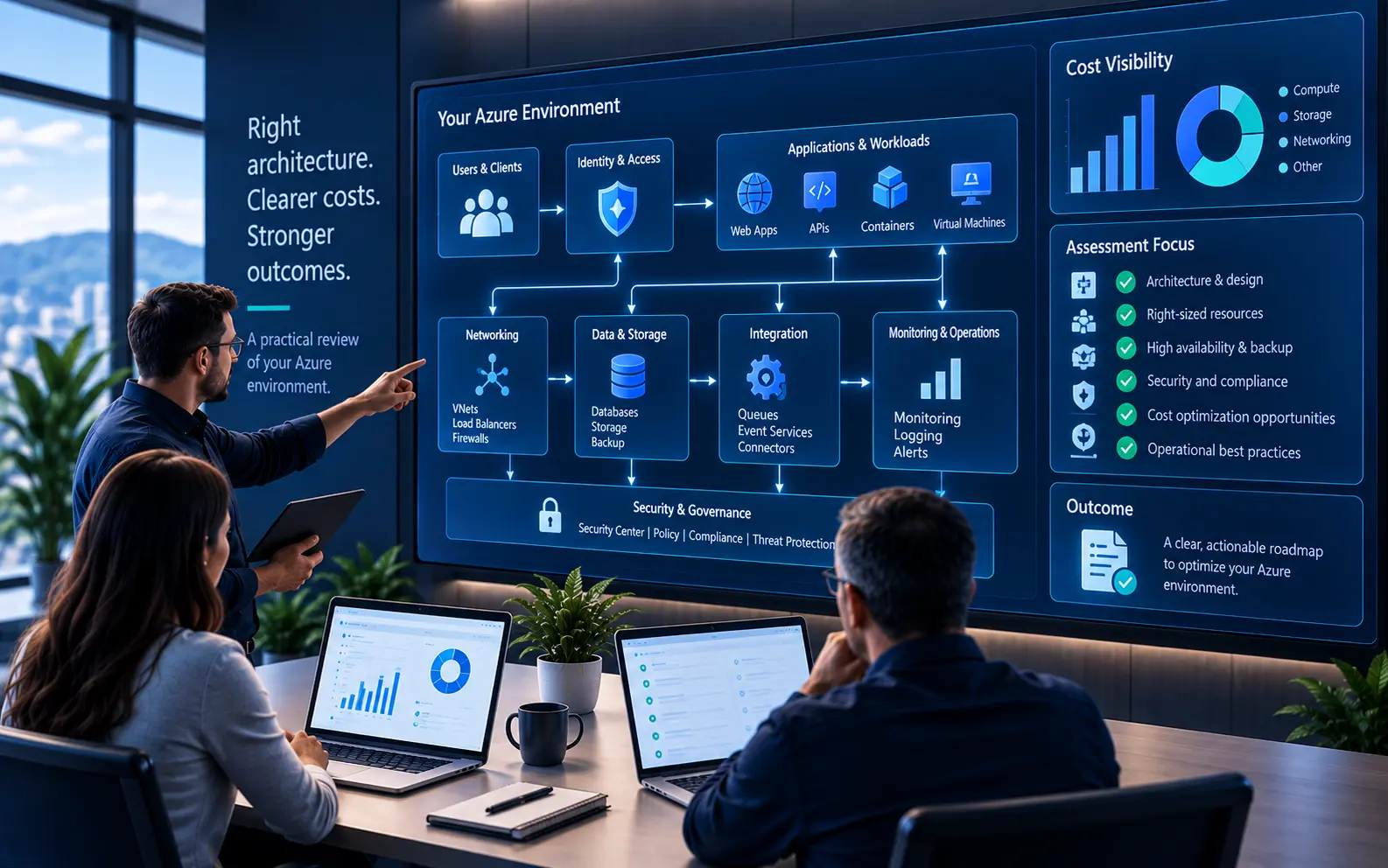 Azure architecture and cost review across subscriptions, workloads, and resources