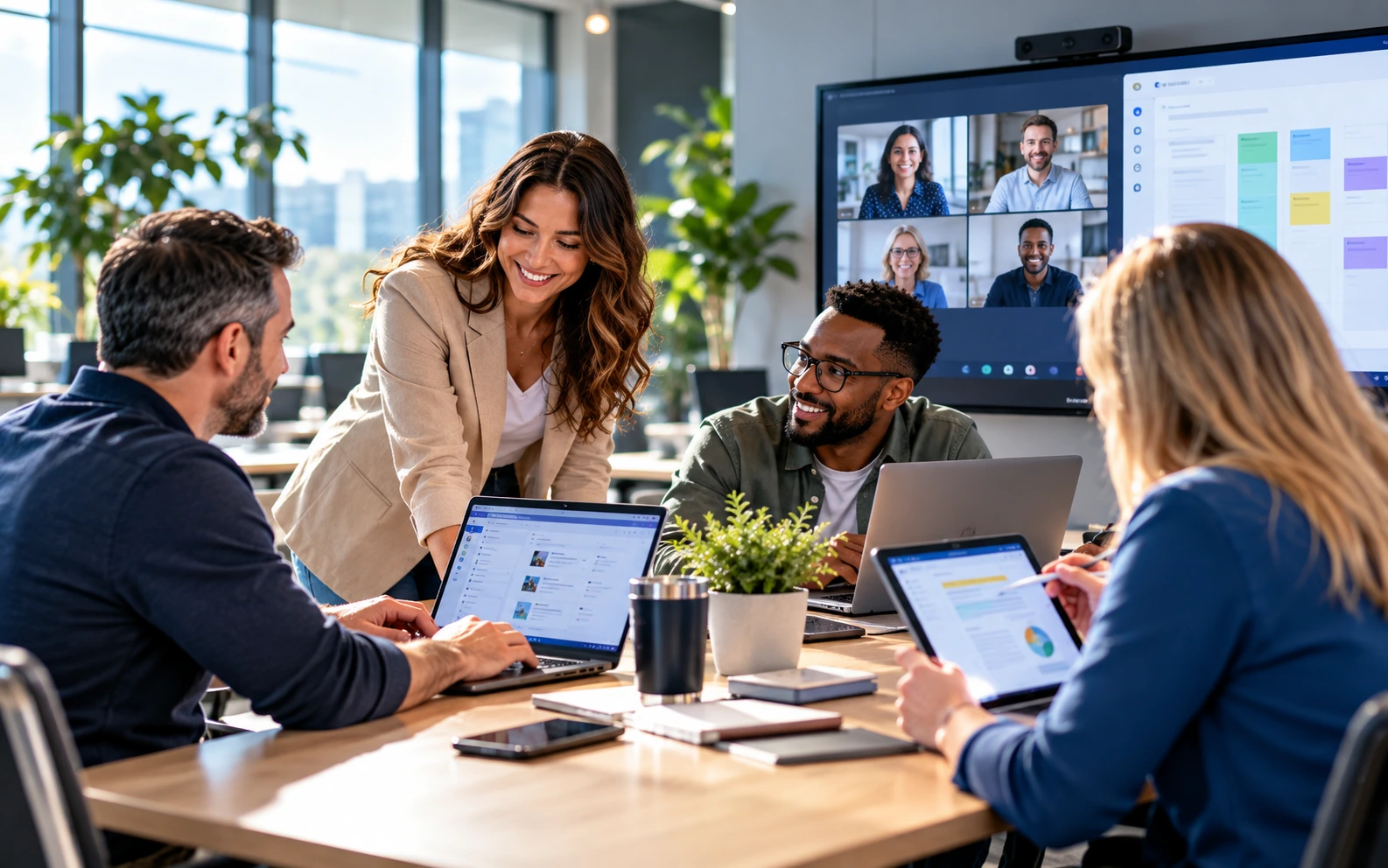 Modern workplace collaboration across people, devices, shared content, and hybrid work